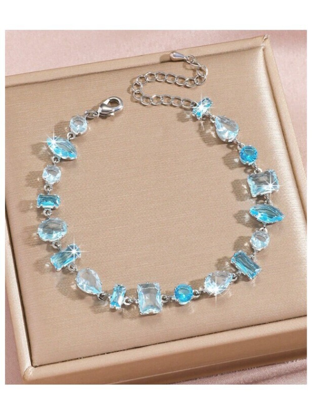 Blue multi stone - Bracelet - Silver - CZs - 7-9"